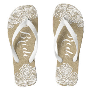  Bridal Land Rustic Burlap en Lace Teenslippers