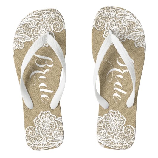  Bridal Land Rustic Burlap en Lace Teenslippers (Voetbed)