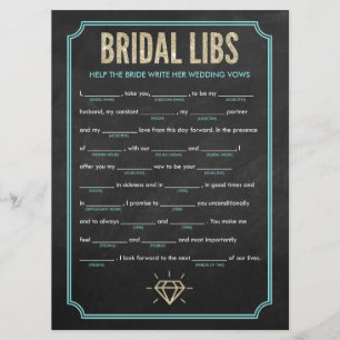 Bridal Libs Bachelorette Party Game Kaart (blauw)