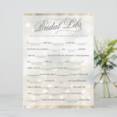 Bridal Libs Bachelorette Party Game Kaart (elegant (Staand voorkant)