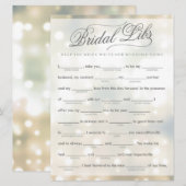 Bridal Libs Bachelorette Party Game Kaart (elegant (Voorkant / Achterkant)