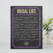 Bridal-libs Bachelorette Party-gamekaart (paars) (Staand voorkant)