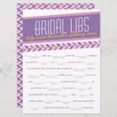 Bridal-libs Bachelorette Party-gamekaart (paars) Kaart (Voorkant / Achterkant)