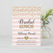 Bridal Lunch Invitting Blush Pink Gold Stripes Kaart (Staand voorkant)