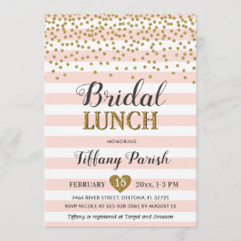 Bridal Lunch Invitting Blush Pink Gold Stripes Kaart