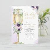 Bridal Lunch Paars Gold Vrijgezellenfeest Kaart (Staand voorkant)