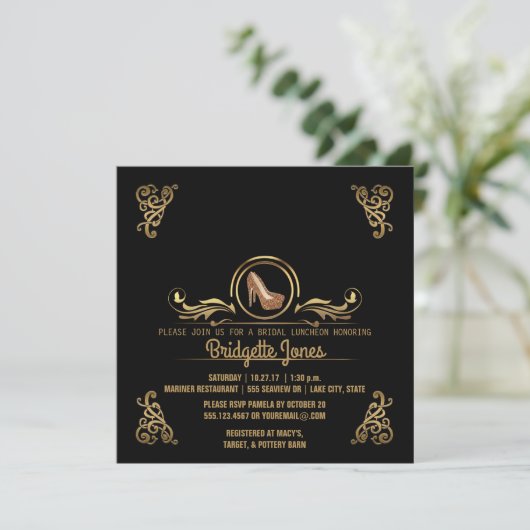Bridal Luncheon Black Gold | Vrijgezellenfeest voo Kaart (Staand voorkant)