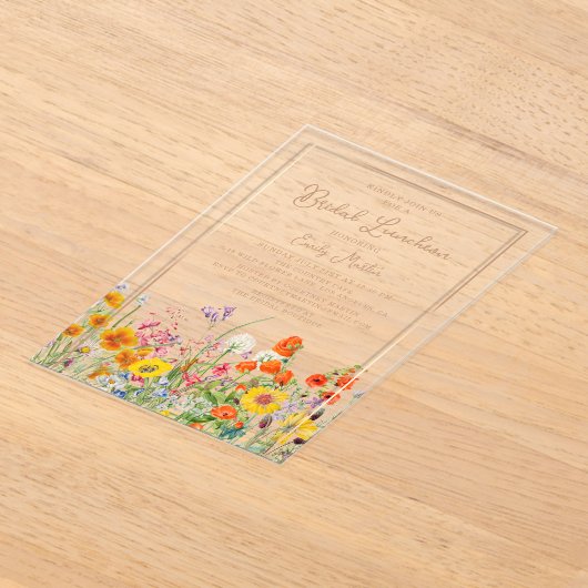 Bridal Luncheon Boho Wild Flowers Vrijgezellenfees Acryl Uitnodigingen (Laagn)