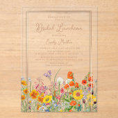 Bridal Luncheon Boho Wild Flowers Vrijgezellenfees Acryl Uitnodigingen (Voorkant)