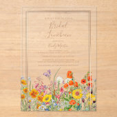 Bridal Luncheon Boho Wild Flowers Vrijgezellenfees Acryl Uitnodigingen (Voorkant)