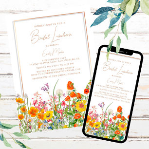 Bridal Luncheon Boho Wild Flowers Vrijgezellenfees Kaart