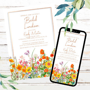 Bridal Luncheon Boho Wild Flowers Vrijgezellenfees Kaart
