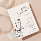 Bridal Luncheon Champagne Black Bow Bridal Shower Kaart