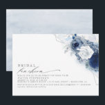 Bridal Luncheon Dusty Blue Floral Vrijgezellenfees Kaart<br><div class="desc">Stustblauw en marinesbloemen voor de waterverf omkopen van luncheon bridal douches</div>