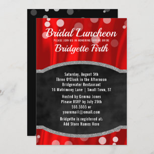 Bridal Luncheon Elegant Red Black Vrijgezellenfe Kaart
