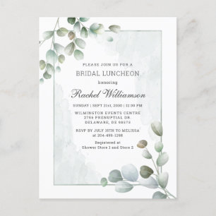 Bridal Luncheon Eucalyptus Greenery Waterverf Uitnodiging Briefkaart