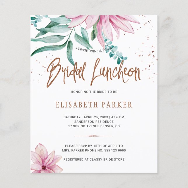 Bridal luncheon floral bridal douche-uitnodiging (Voorkant)