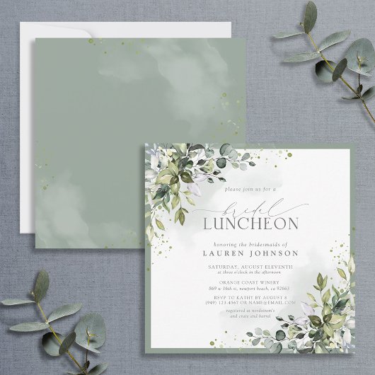 Bridal Luncheon Floral Dusty Blue Eucalyptus Kaart