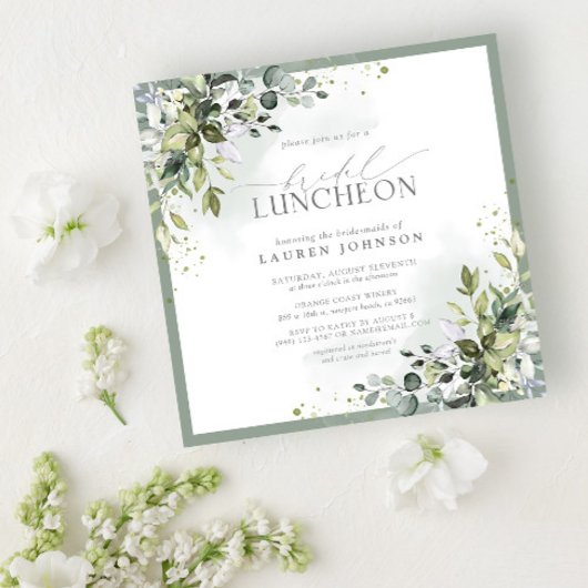 Bridal Luncheon Floral Dusty Blue Eucalyptus Kaart