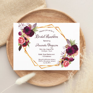 Bridal Luncheon florale geometrische witte bogung Kaart