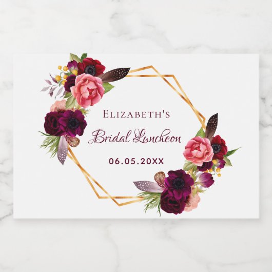 Bridal Luncheon florale geometrische witte bogung Sparkling Wijnetiket (Enkel label)