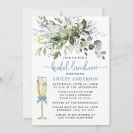 Bridal Luncheon Greenery Dusty Blue Glass Kaart