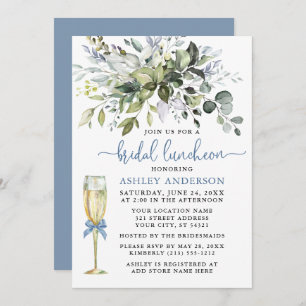 Bridal Luncheon Greenery Dusty Blue Glass Kaart