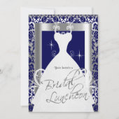 Bridal Luncheon in Navy Blue Damask & Silver Kaart (Voorkant)