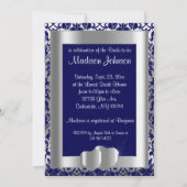 Bridal Luncheon in Navy Blue Damask & Silver Kaart (Achterkant)