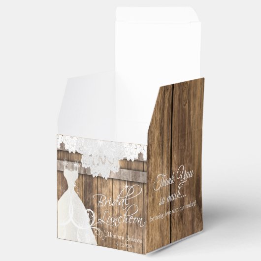 Bridal Luncheon in Rustic Wood and Lace Design Bedankdoosjes (Geopend)