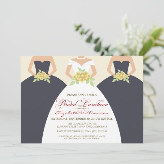Bridal Luncheon Invite (grijs) Kaart (Staand voorkant)