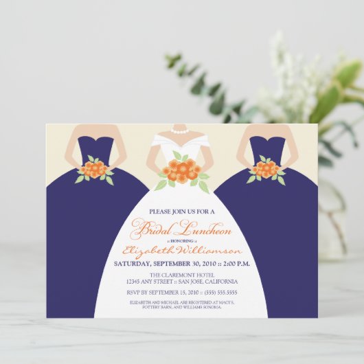 Bridal Luncheon Invite (marine) Kaart (Staand voorkant)