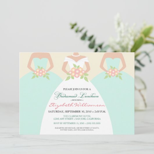 Bridal Luncheon Invite (munt) Kaart (Staand voorkant)