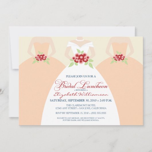 Bridal Luncheon Invite (perziken) Kaart (Voorkant)