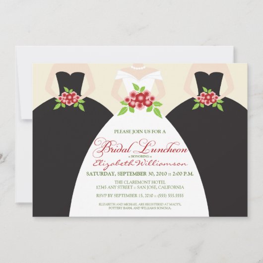Bridal Luncheon Invite (zwart) Kaart (Voorkant)
