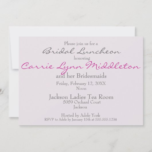Bridal Luncheon Kaart (Achterkant)