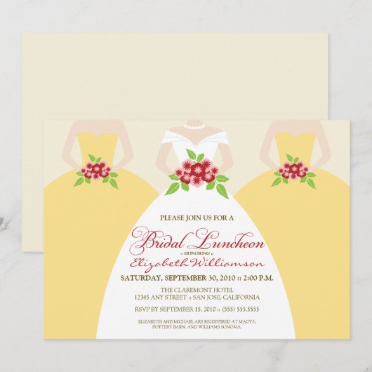 Bridal Luncheon nodigt Bride & Bridesmaids uit : g Kaart (Voorkant / Achterkant)