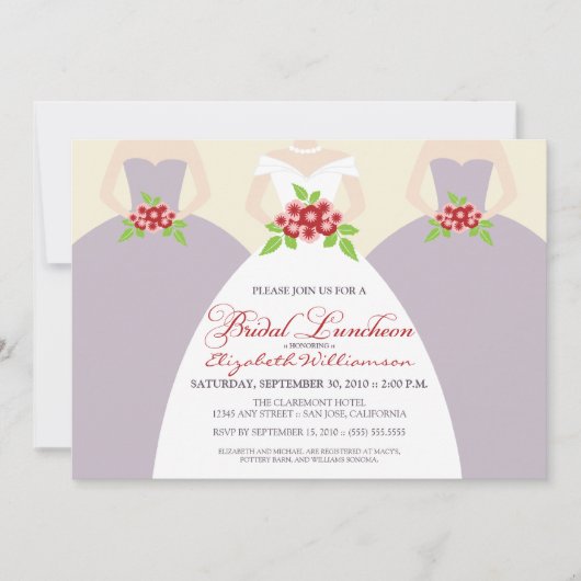 Bridal Luncheon nodigt Bride & Bridesmaids uit : P Kaart (Voorkant)