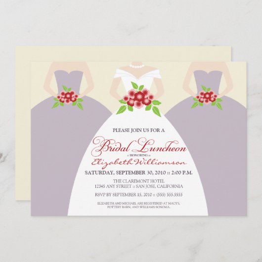 Bridal Luncheon nodigt Bride & Bridesmaids uit : P Kaart (Voorkant / Achterkant)