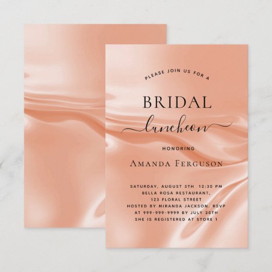 Bridal luncheon roos gouddezestroop kaart (Voorkant / Achterkant)