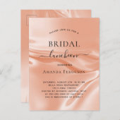 Bridal luncheon roos gouden satijnzijde uitnodiging briefkaart (Voorkant / Achterkant)