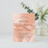 Bridal luncheon roos gouden satijnzijde uitnodiging briefkaart (Staand voorkant)