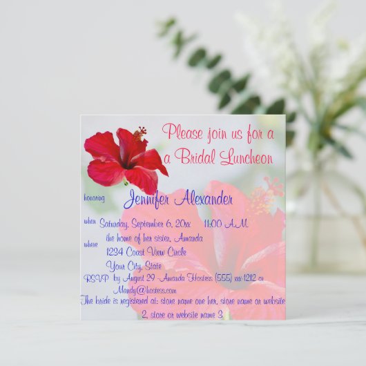 Bridal Luncheon  Tropische Bloemen Kaart (Staand voorkant)