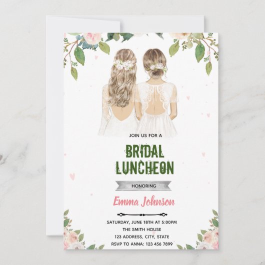Bridal luncheon-uitnodiging kaart (Voorkant)