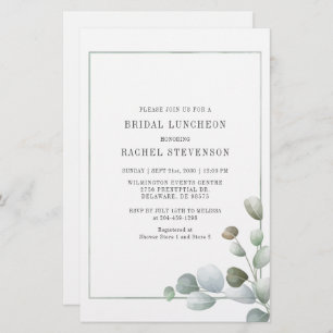 Bridal Luncheon Waterverf Eucalyptus Greenery Briefpapier