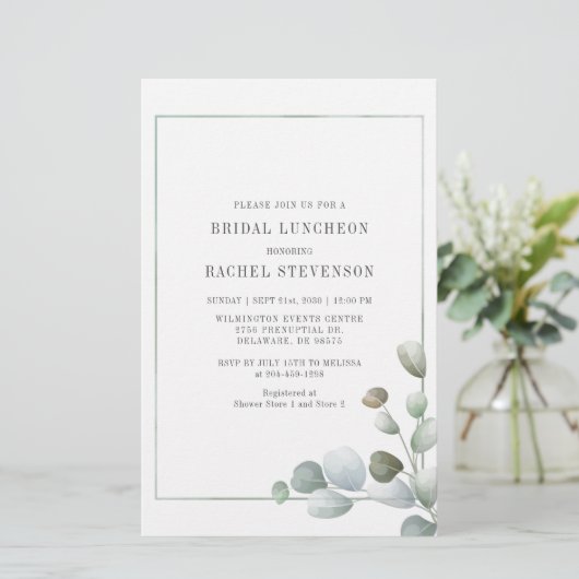 Bridal Luncheon Waterverf Eucalyptus Greenery Briefpapier (Staand voorkant)