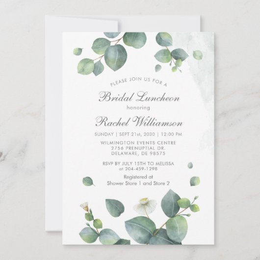 BRIDAL LUNCHEON Waterverf Eucalyptus groen Kaart (Voorkant)