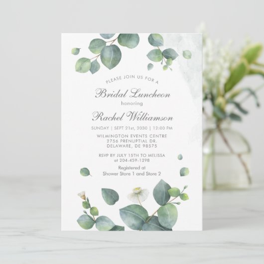 BRIDAL LUNCHEON Waterverf Eucalyptus groen Kaart (Staand voorkant)