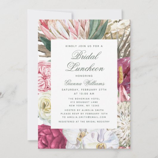 Bridal Luncheon Waterverf Floral Vrijgezellenfeest Kaart (Voorkant)