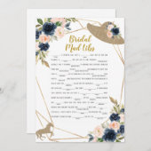 Bridal Mad Libs Horse Race Hat Theme Game Kaart (Voorkant / Achterkant)